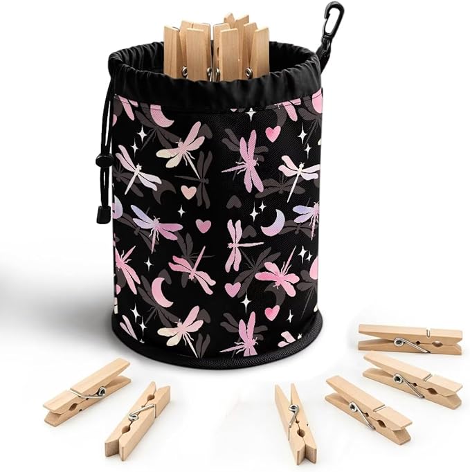 Zebra Print Clothespin Bag, Large Clothes Pin Hanging Bag, Pin Bag with Large Opening for Clothes Lines Outside Yard Home Decoration