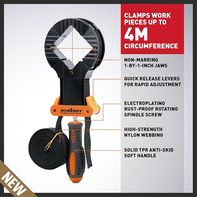 HORUSDY Band Clamp, Woodworking Frame Clamp Strap Holder for Picture Strap Clamp Strap Clamp (Band Clamp)