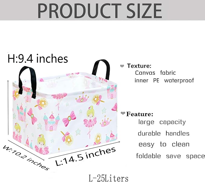 Castle Princess Storage Laundry Basket | Gift Storage Basket, Nursery Hamper, Home Bedroom, Laundry Hamper, Shelf Baskets