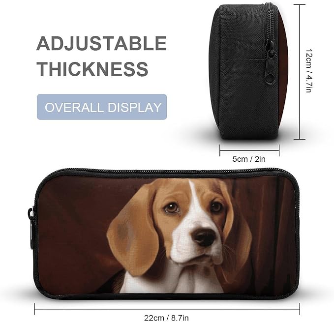 Ovely Pet Dog Beagle Pencil Case Large Capacity Pencil Pouch | Zipper Pencil Bag Aesthetic Coin Pouch Portable Desk Organizer for Office, Travel, Multi-Purpose Makeup Bag for Adults