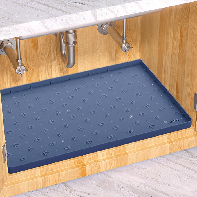 Sdpeia Under Sink Mat 22"×14" Waterproof Silicone Cabinet Liner & Sink Protector for Kitchen & Bathroom, Multi-Purpose Organizers Tray for Pets, Laundry, Cat Litter Mat