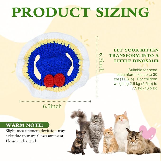 White Snow Cat Hat, Cotton & Soft Cute Knitted Hats for Cats Birthday Party Spring Puppy Hat for Small Pets (White Snow, M)