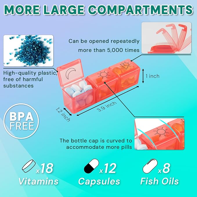 Monthly Pill Organizer, Medicine Organizer Box with Portable Hard Shell and Pill Cutter, 31 Day Pill Holder with Weekly Pill Bag (Blue, 3 Times a Day)
