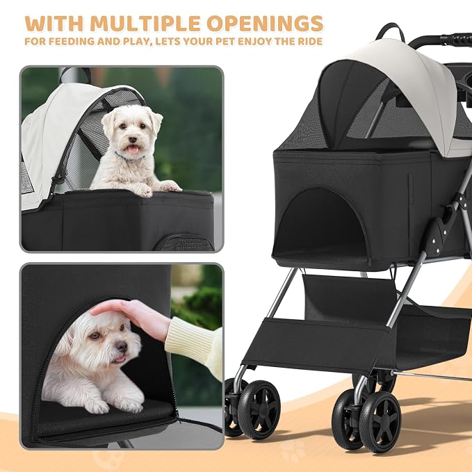 Magshion 3-in-1 Foldable Pet Stroller for Small to Medium Dogs and Cats | Dog Travel Jogger with Detachable Carrier, Cup Holder & Storage Basket, For Small/Medium Dogs & Cats Up to 33 lbs