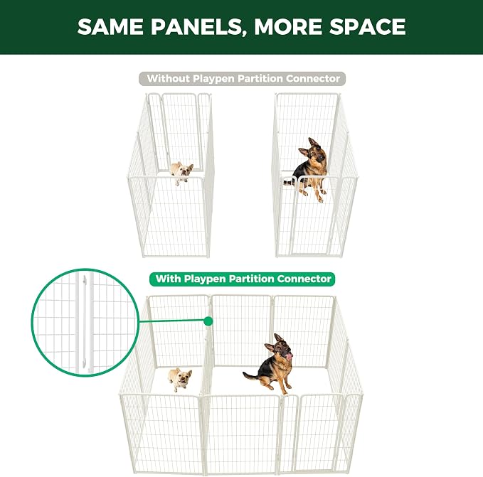 FXW Homeplus Indoor Dog Playpen with Divider Connectors, 45" H, 12 Panels | Calm Indoor Play Area, Two-Zone Layout, For Large Dogs, Patented