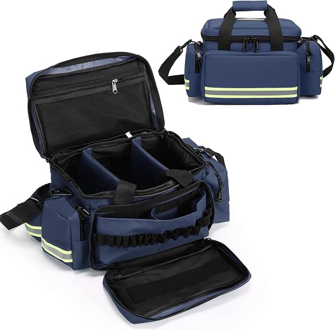 Medical Bag Empty Emergency Bag Medical Bag Organizer Professional First Responder Trauma Bag，First Aid Bag with Detachable Dividers for Nurses,Home Health Care, EMT(Bag Only)