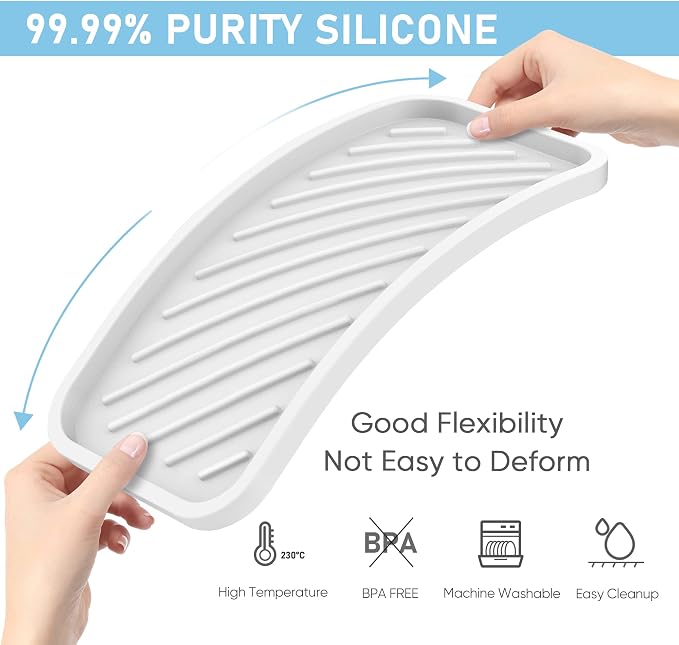 Silicone Sponge Holder-Large Thick Durable 10" Sink Organizer Tray-Kitchen