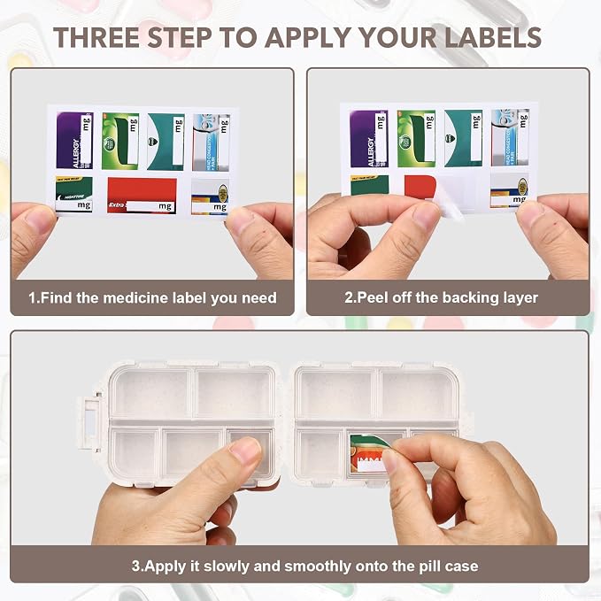 Travel Pill Organizer with 189 Labels, Pill Case Travel Medicine Pill Organizer Pill Container Vacation Travel Essentials for Women (Beige, 1 Pack)