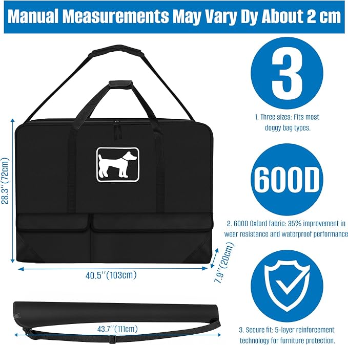 SIRUITON 2PcsThick 600D Dog Playpen Storage Bag Fits 40"H 8 Panels 9 Stakes | Suitable for Foldable Exercise Pet Playpen, Dog Fence Travel Bag with Reinforced Double Handles & Two external pockets.