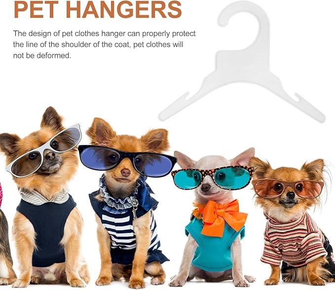 TOYANDONA 10pcs Small Plastic Pet Clothes Hangers Dog Cat Clothes Rack Clothing Storage Organizer White