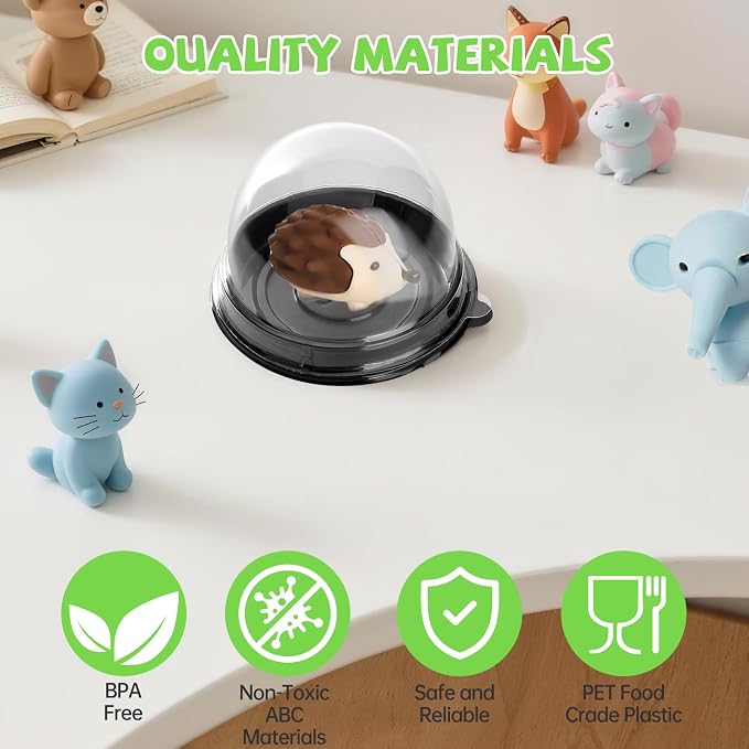 Desk Pet Containers with Dustproof Lid | 50 Pack,Individual Desk Pet Domes For Habitat,Plastic,Waterproof
