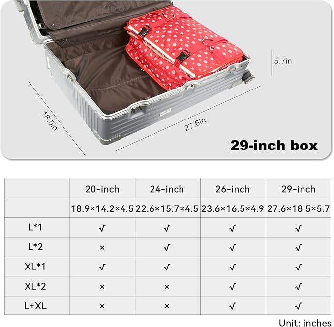TABITORA Portable Hanging Travel Shelves Bag Packing Cube Organizer Suitcase Storage Large Capacity