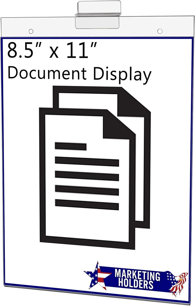 Marketing Holders 4 Pack Slatwall Sign Holder for 8.5 x 11 Inch Flyers Ads and Price Lists in Retail Stores Bookstores and Libraries Clear Acrylic Vertical Literature Sleeve No Assembly Required
