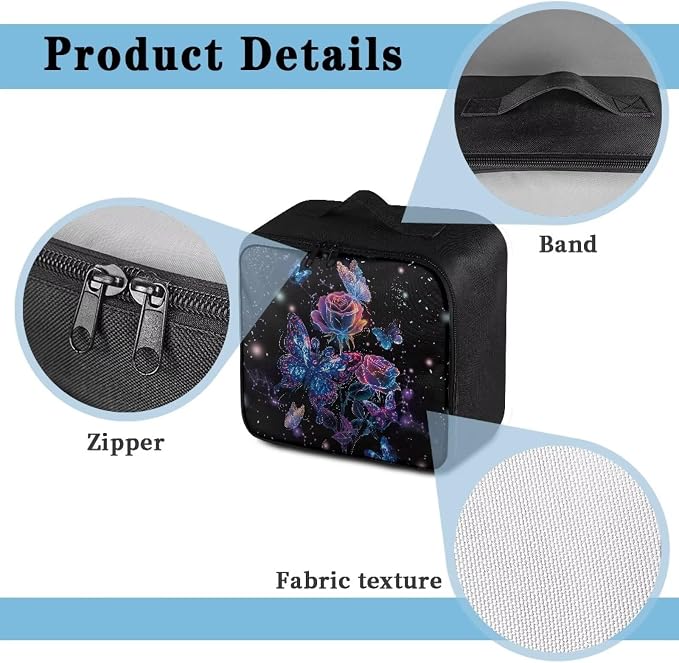 First Aid Empty Pouch Galaxy Butterfly Rose Medical Organizer for Hiking Travel and Daily Carry Features Water-Repellent Fabric Washable Interior Quick-Grab Handle