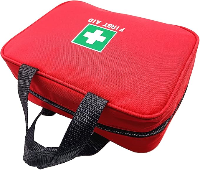 Red First Aid Bag Empty Travel Rescue Pouch Medical Bags First Responder Storage Compact Survival Medicine Emergency Bag for Car Home Office Kitchen Sporting Outdoor (Zipper MHS)