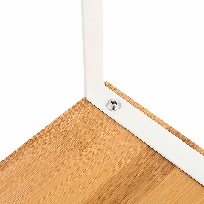 NEX Bamboo Kitchen Cabinet and Counter Shelf Organizer, Stackable & Expandable, Set of 4, White and Natural | Stackable & Expandable Spice Rack, Space-Saving Pantry Organizers Bathroom Countertop Storage, White and Natural