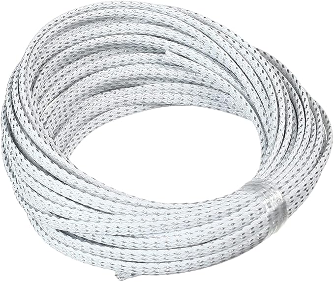Heyiarbeit 10m/32.8ft PET Expandable Braid Cable Sleeving Flexible Wire Mesh Sleeve Silver White 4mm