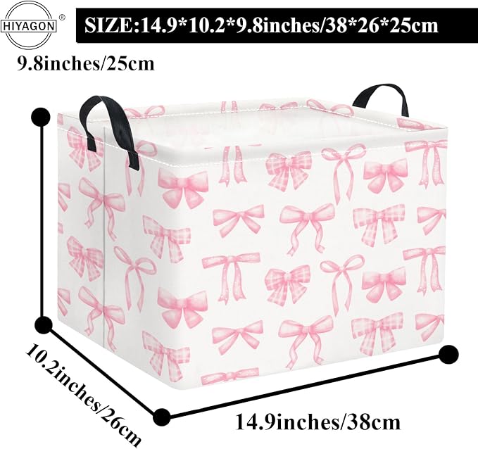 Rectangular Kids Basket Baby Girl Basket Fabric Storage Bin Organizer Box Room Decor(Beautiful Bowknot)