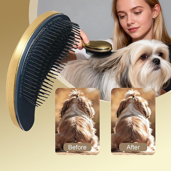 Small Dog Brush- Grooming Tool for Teddy, Yorkies, Maltese, Shih Tzu, Chihuahua - Puppy Hair Brush - (Rose Gold)