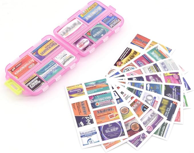 Deke Home - Portable Pill Organizer with 10 Large Compartments & 14 Medication Labels, Daily Pill Box for Vitamins, Supplements & Medicine, Portable Travel Case (Pink)