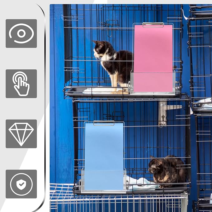 Leinuosen 4 Pack Kennel Cage Storage Basket Bin for Accessories and Supplies Veterinary Cage Acrylic Storage Rack for Kennel, Crate, Cat Accessories Acrylic Display Stand Brochure Holder