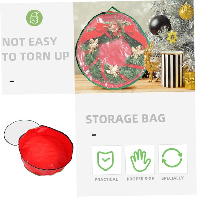MAGICLULU 1pc Wreath Storage Bag with Clear Window for Christmas Garland Container for Holiday Decorations and Wear-Resistant for Party and Wedding Supplies