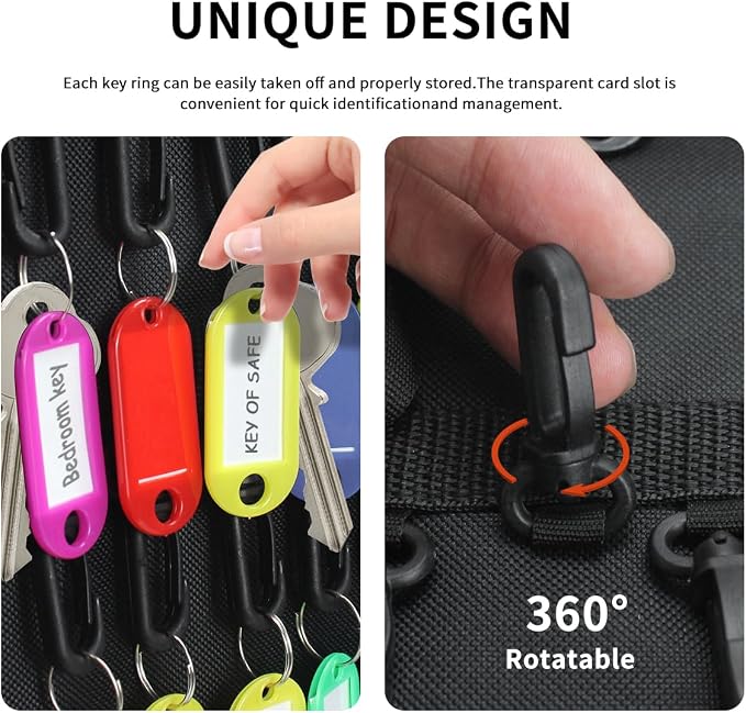 Sdstone Zippered Key Organizer Case Waterproof and Fireproof Key Binder with 60 Hooks and Tags Portable Key Storage, Key Box Organizer for Offices Real Estate Agencies Hotels and Rental Management