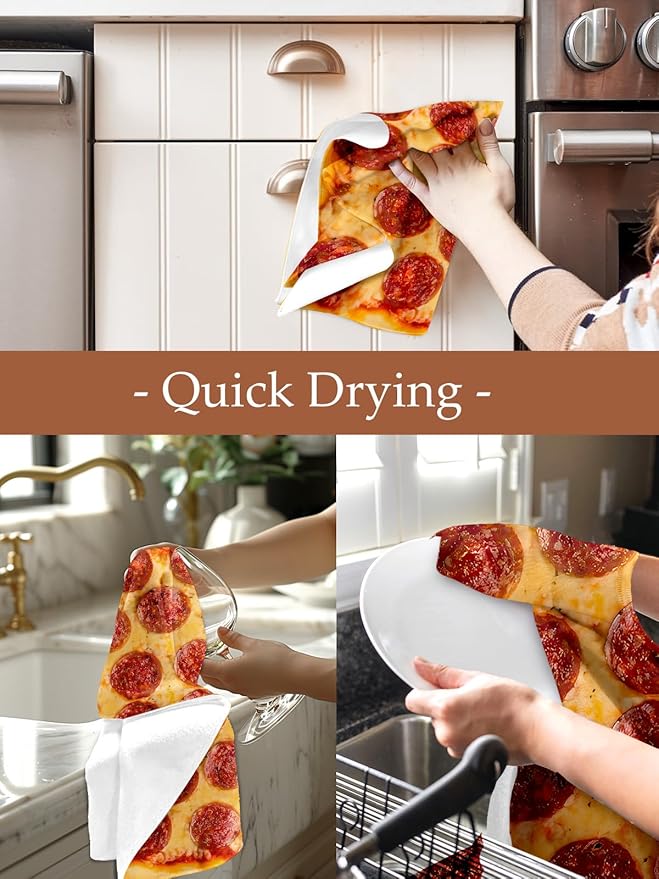 Kitchen Towels Dish Cloths Tea Hand Drying Cleaning Cup Towel Food Pizza Funny Absorbent Soft Quick Dry Decorative Cute Pattern Design Modern Decor Dishcloth Hostess Housewarming Choice Ideas