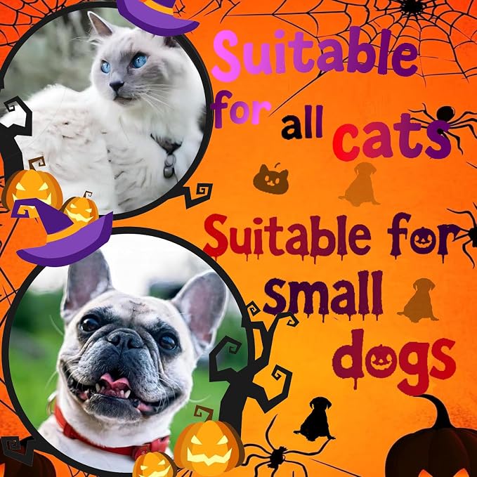 Halloween Dog Costume - Black Witch Hat & Halloween Outfit for Rabbits,Cats and Small Sized Dogs,Handmade Festive Halloween Pet Apparel with Pumpkin Design,Perfect for Dog & Cats