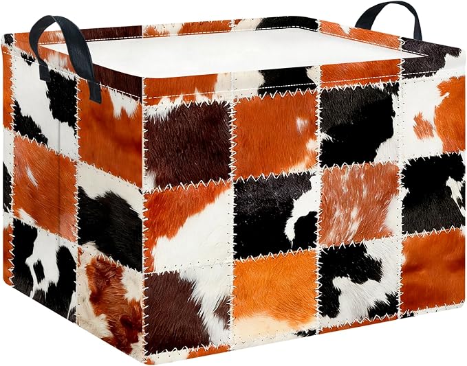 CLOCOR Rectangular Storage Basket Empty,Gift Basket,Waterproof Storage Bin(Cowprint)