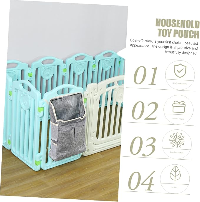 DOITOOL Pet Storage Bag Multi-function Hanging Food Pouch Toy Organizer for Dogs and Cats Canvas Design Grey for Home Use