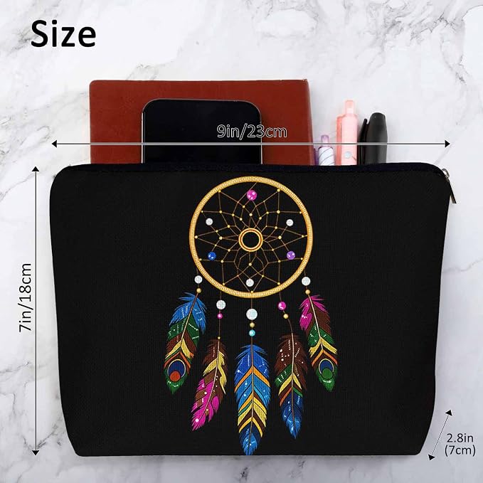 Woman Makeup Bag Dream Catcher, Native American Style Tribal Feathers Dream Catcher Makeup Bags Travel Cosmetic Bags Toiletry Makeup Organizer Pencil Pouch Cosmetic Bag For Owners Lady