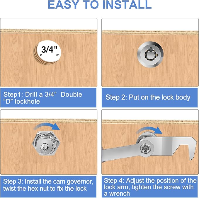 Cylinnda Tool Box Lock RV Storage Lock, 1-1/8" Cam Lock Keyed Alike, Toolbox Locks Replacement for File Cabinet Storage Door on Camper Mailbox Lock, Zinc Alloy (1-1/8 Inch 2 Pack)