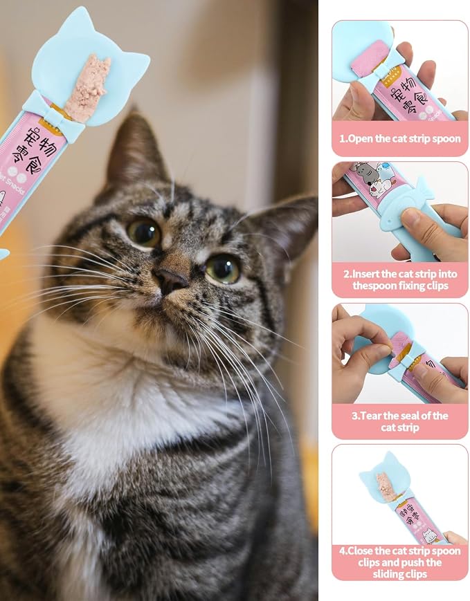 5 PCS Cat Food Can Covers Lids Set, Silicone Pet Food Can Lids with Multi-Function Cat Food Spoon and Opener, Cat Bar Squeezer, Stainless Steel Wet Food Spoon for Cats and Dogs (Pink) (Grey)