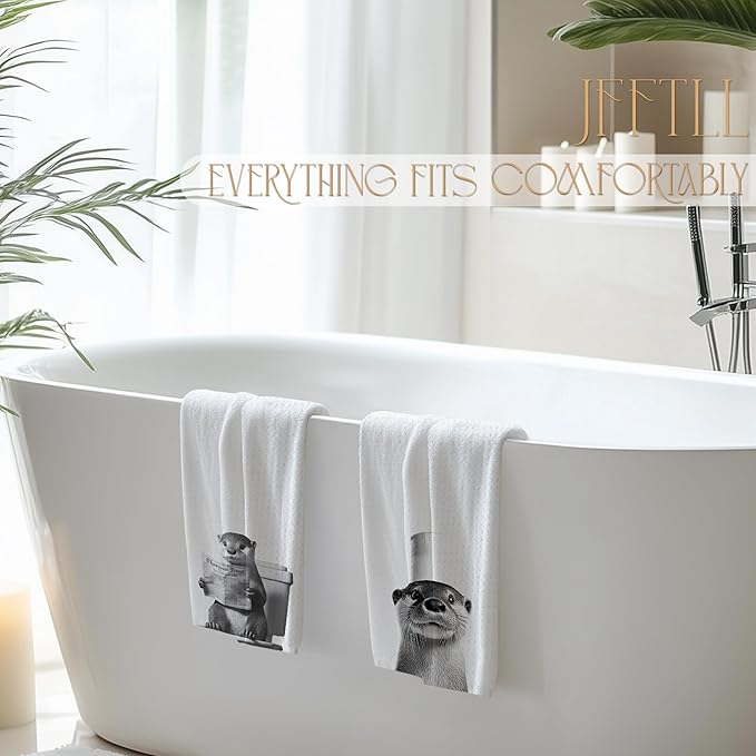 Otter Gifts Bathroom Hand Towels, Otter Decor, Funny Decorative Hand Towels for Bathroom, 16x24 Inch Set of 2