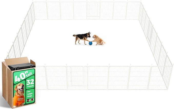 FXW Rollick Dog Playpen, Indoor, Yard & RV Camping, 40" H, 32 Panels | Easy setup, Heavy-duty, DIY layouts, for Medium & Large Dogs, Patented
