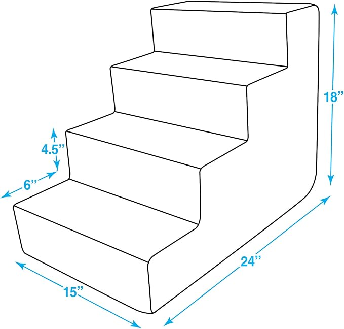 Best Pet Supplies Dog Stairs & Steps - Foam Steps for Small Dogs & Cats, Non-Slip Indoor Balanced Pet Step Support, Dog Ramp, No Assembly, Ash Gray Linen (Vacuum Packed), 4-Step (18-inch Height)