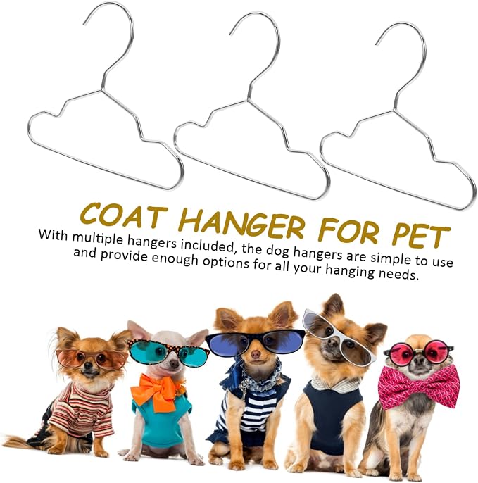 Cabilock 10Pcs Steel PET Hangers for Clothes and Accessories, Silver 15cm | Universal Fit, Space Saving Design, Home Storage Use, Sleek Silver Finish for PET Apparel Organization