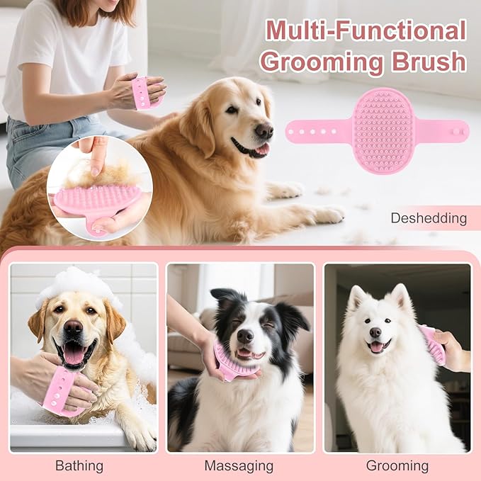Slicker Brush for Dogs, Slicker Brush for Doodles Long Haired Dog, Goldendoodle Long Pin Detangler for Dematting, Dog Slicker Brushes for Grooming (Large Curved)(Red)