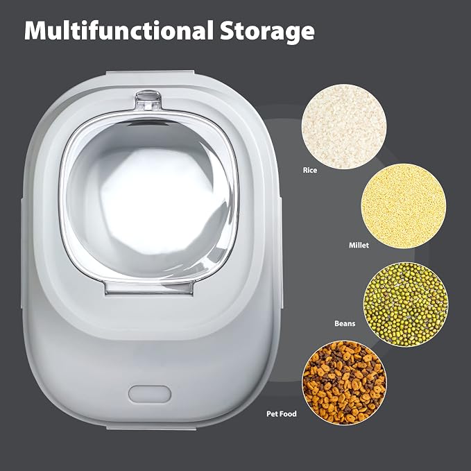 Viretec Cereal Rice Storage Containers, 20 to 50Lbs Collapsible Dry Food Dispenser Bins with Airtight Flip Lid Rolling Wheel, Kitchen Pantry to Store Sugar Flour, Dog Pet Cat Food Holder Container