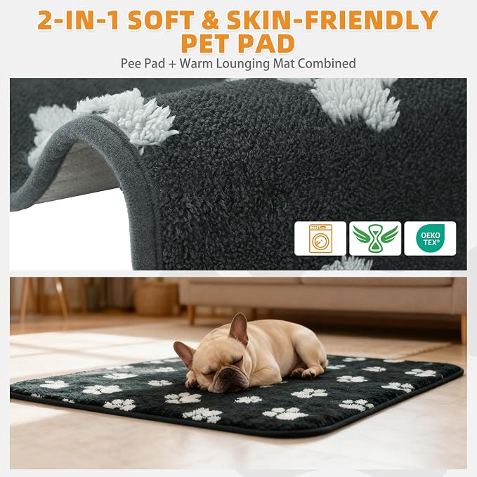 Washable & Waterproof Dog Whelping Pad for Large Dogs, 36x41in Super Absorbent & Soft Warm Plush Puppy Pads Potty Training, Quick Dry Reusable Pet Mats for Whelping Box Supplies,Playpen,Crate
