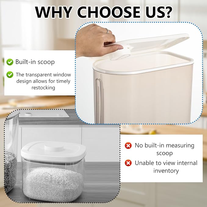 Pet Food Storage Container with Lid & Scooper Press to Dispense Clear Airtight Cat Food Storage Container Dog Food Storage Container BPA Free Store Dry Food Dog Treat Container for Kitchen Pantry