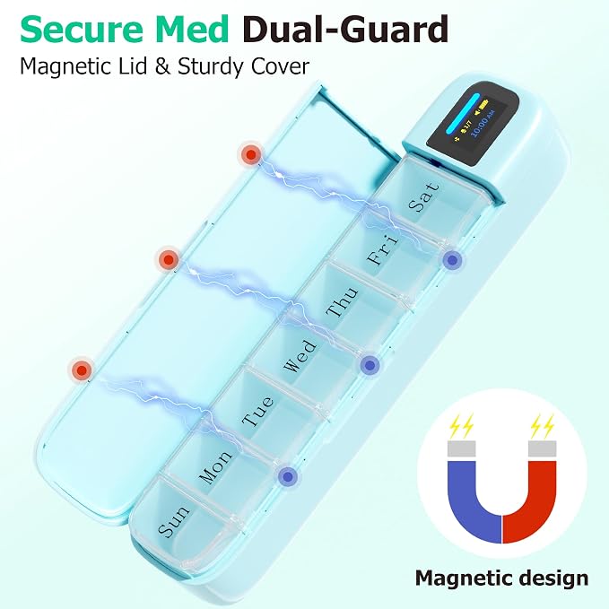 Daviky Automatic Pill Dispenser, Smart Pill Organizer with Alarm | Pill Box 7 Day with APP, Weekly Travel Pill Case, Portable Pill Reminder for Medicines, Supplements and Vitamins