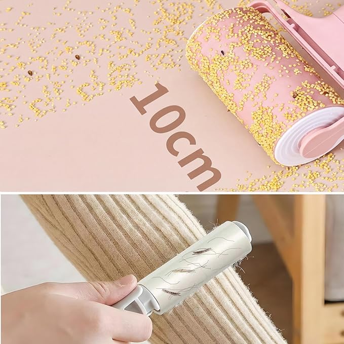 Reusable Lint Roller 2 Pack, Washable Sticky Lint Roller with Cover for Pet Hair, Portable Travel Lint Remover for Clothes, Purse, Furniture, Car, Large Mini Lint Brush for Home and Travel (Pink)