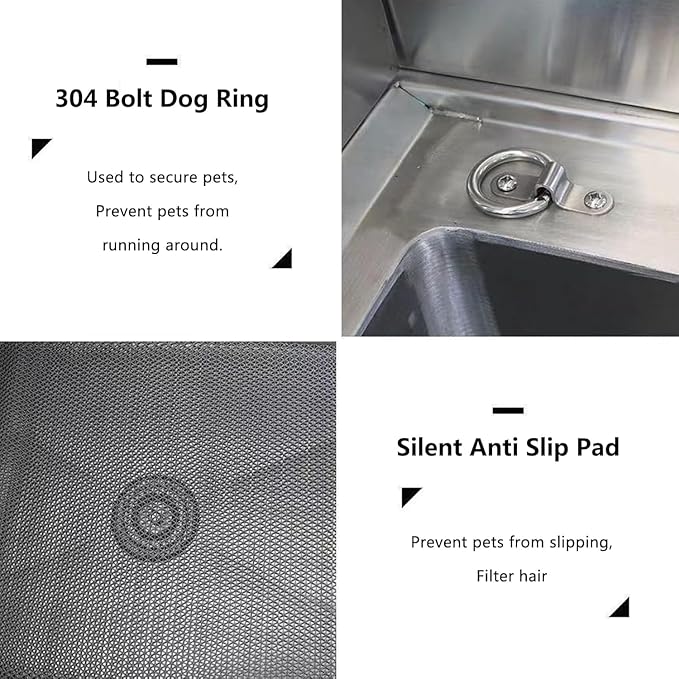 Professional Dog Bath Tubs,with Sliding Door,Dog Grooming Tub,Dog Washing Station for Home,Dog Bathing Station, Pet Wash Station,Dog Bathtub,Stainless Steel Pet Grooming Tub Sink,31in/80cm