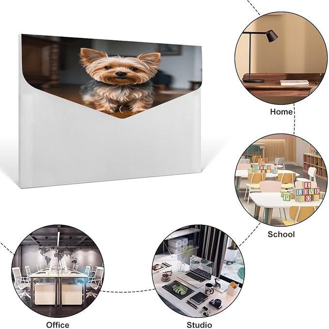 Cute Pet Yorkie Folder File Organizer Letter Size Expanding File Folder 6 Pocket Folders Documents Portable Paper Bill Receipt Organizer for Home Office Supplies