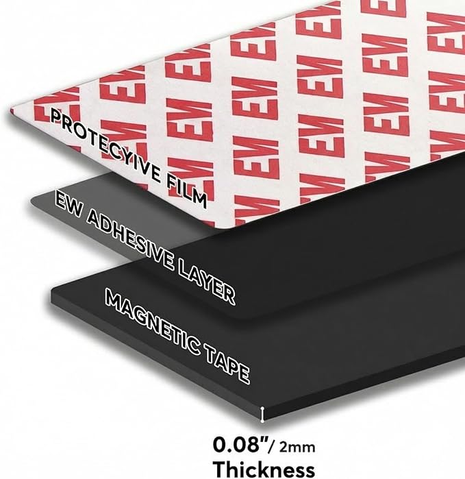 Magnetic Tape 2x4 Inch 5 Pack, Strong Adhesive Magnets for Crafts | Magnetic Strips with Strong Adhesive Backing for DIY Crafts, Fridge, Photo Display. Flexible,Easy to Cut, Peel & Stick.