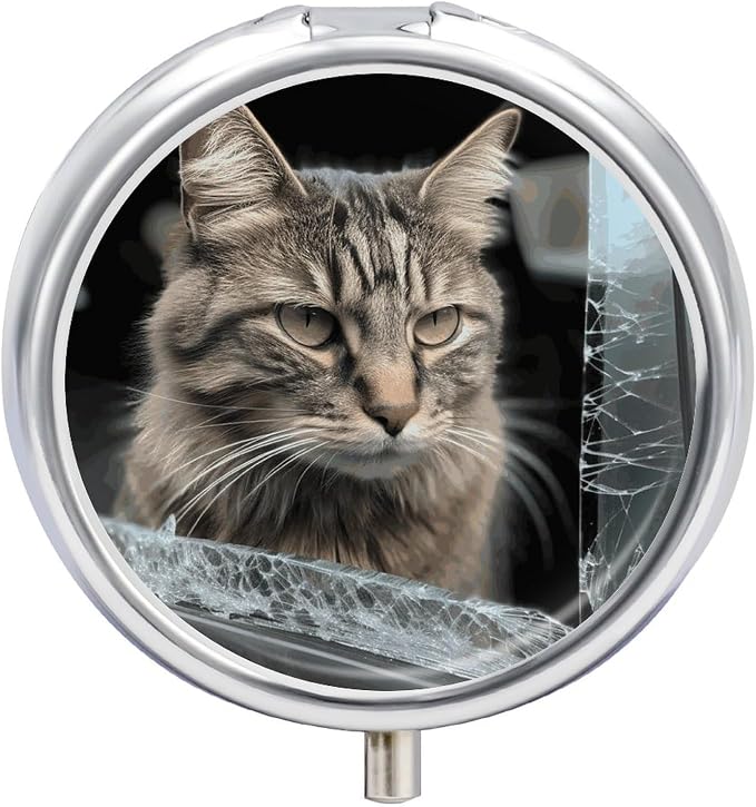 Pill Box Portable Pet Smashes Glass in Car Pill Case Cute Pill Organizer for Vitamins Supplements