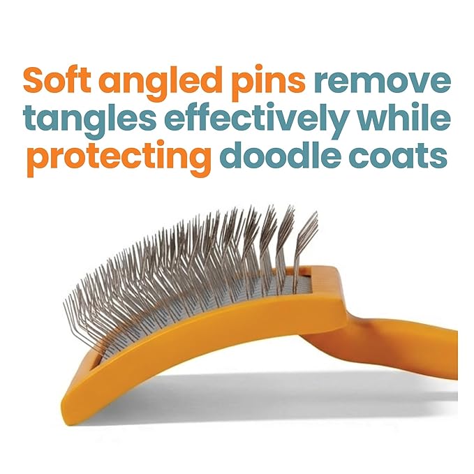 Slicker Brush for Dogs, Goldendoodle Brush for Fluff – Routine Essential for Poodles, Bernedoodles & Long Haired Breeds, Gentle Dematting & Easy-Clean Bristles – Skip the Groomer