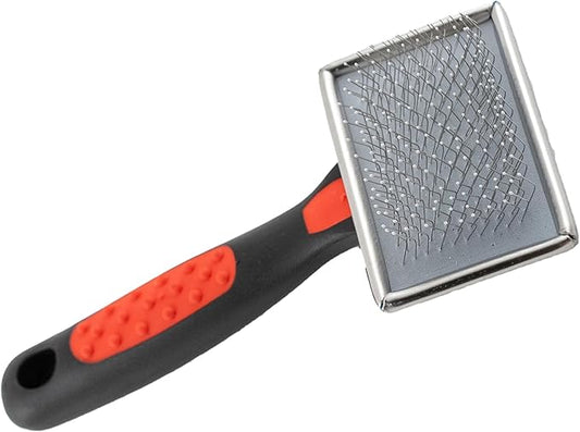 RYAN'S PET SUPPLIES Paw Brothers Soft Flat Slicker Brush with Coated Pin Tips, Mini/Small